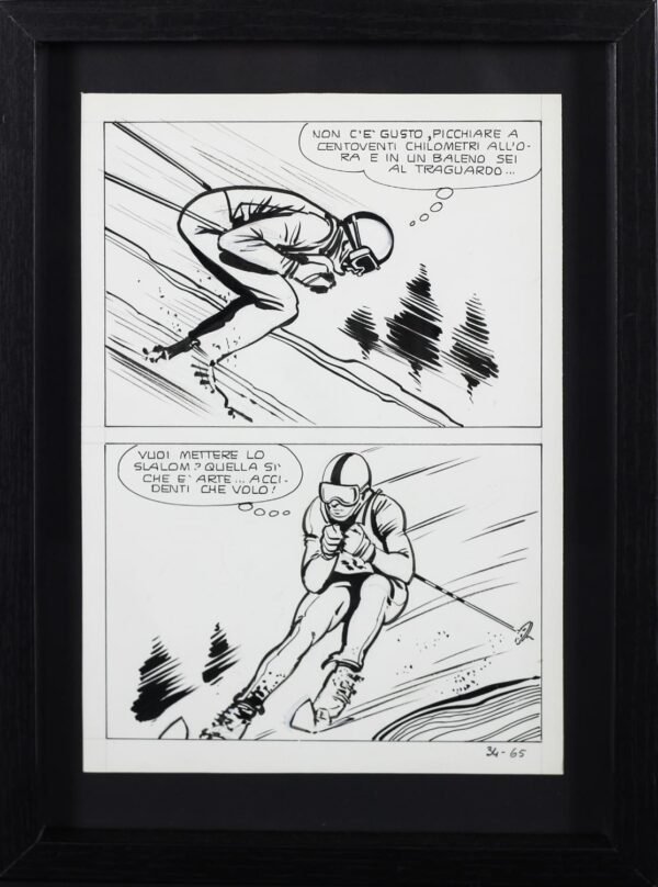 Planche originale BD skieur