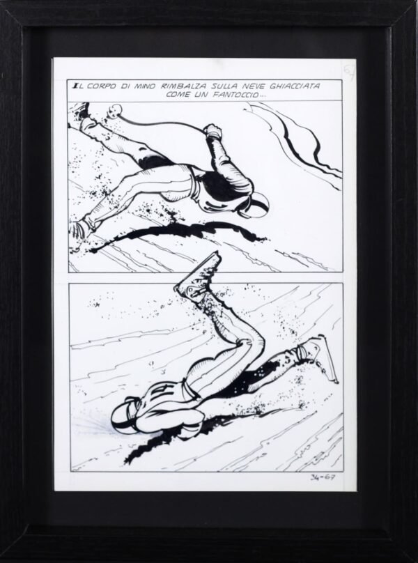 Planche originale BD skieur