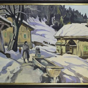 PEHEL Peinture village de montagne enneigé
