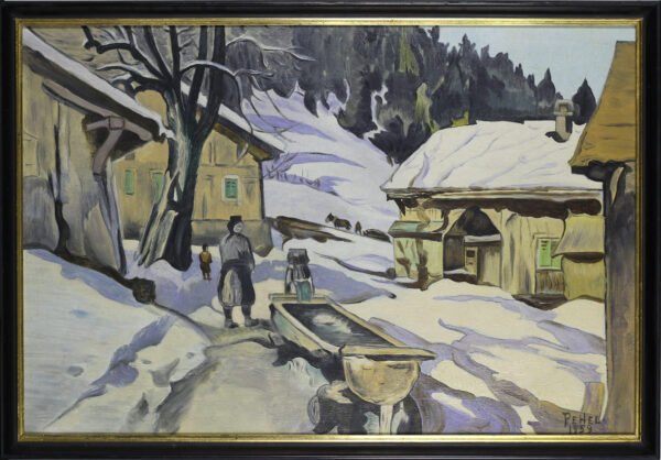 PEHEL Peinture village de montagne enneigé