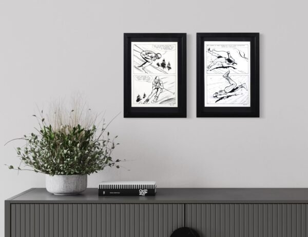 Planche originale BD skieur