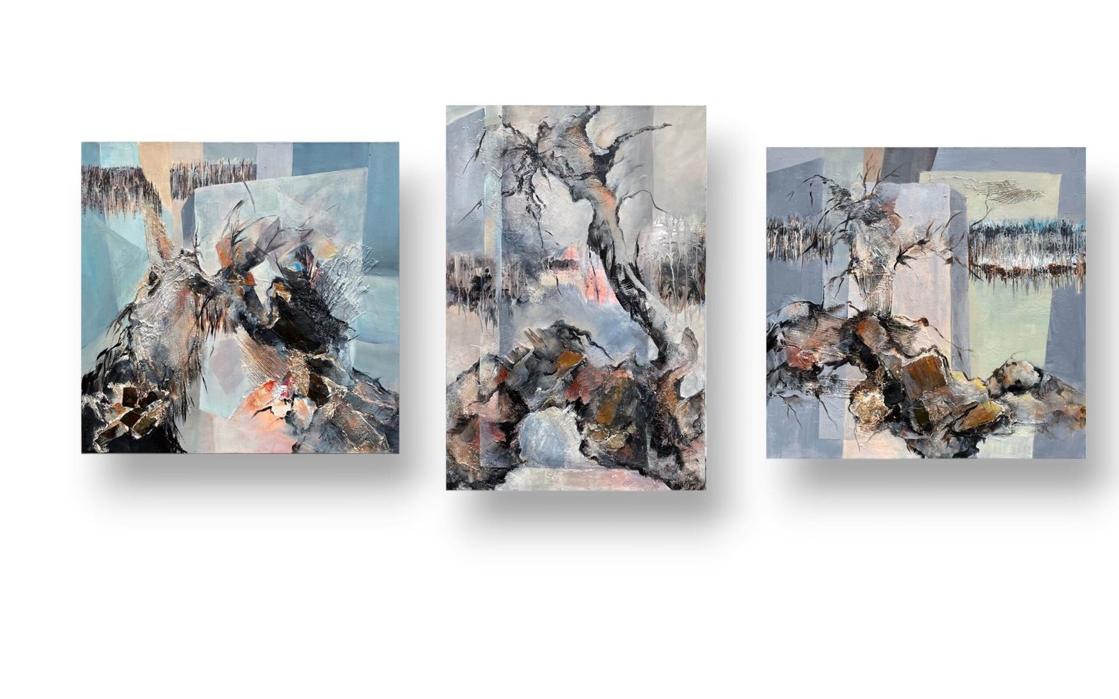 TIELOR peinture "Triptyque Racines "