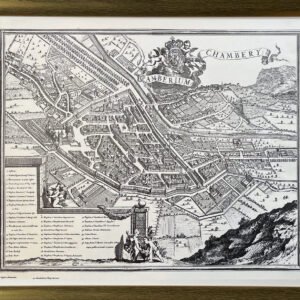 Gravure ancienne plan cavalier de Chambéry 17 ième