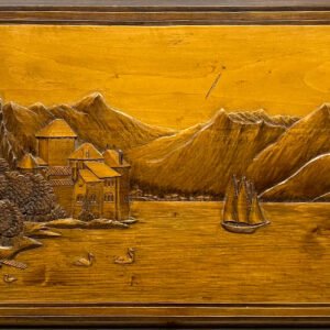 Tableau sculpté le lac Léman et  le Château de Chillon