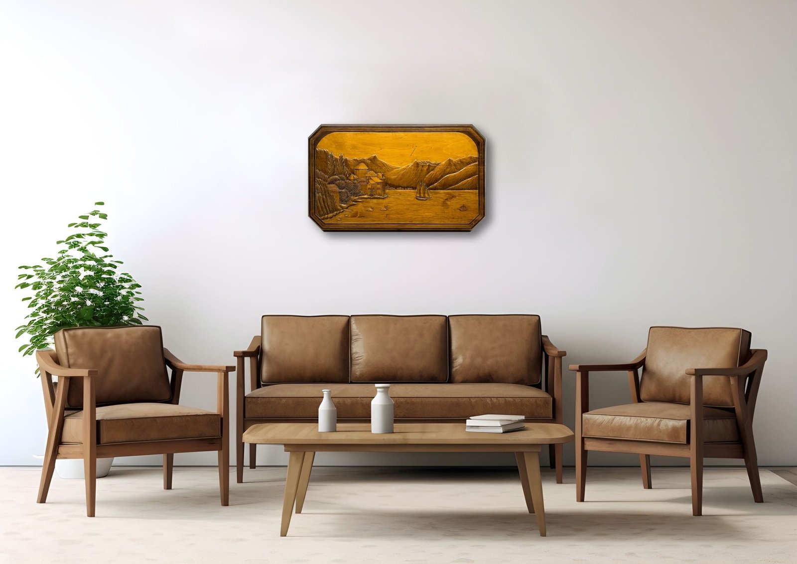 Tableau sculpté le lac Léman et le Château de Chillon – Image 3