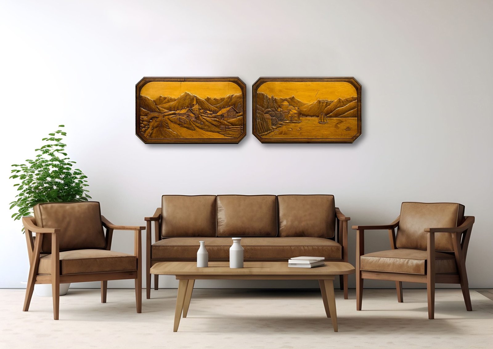 Tableau sculpté le lac Léman et le Château de Chillon – Image 4